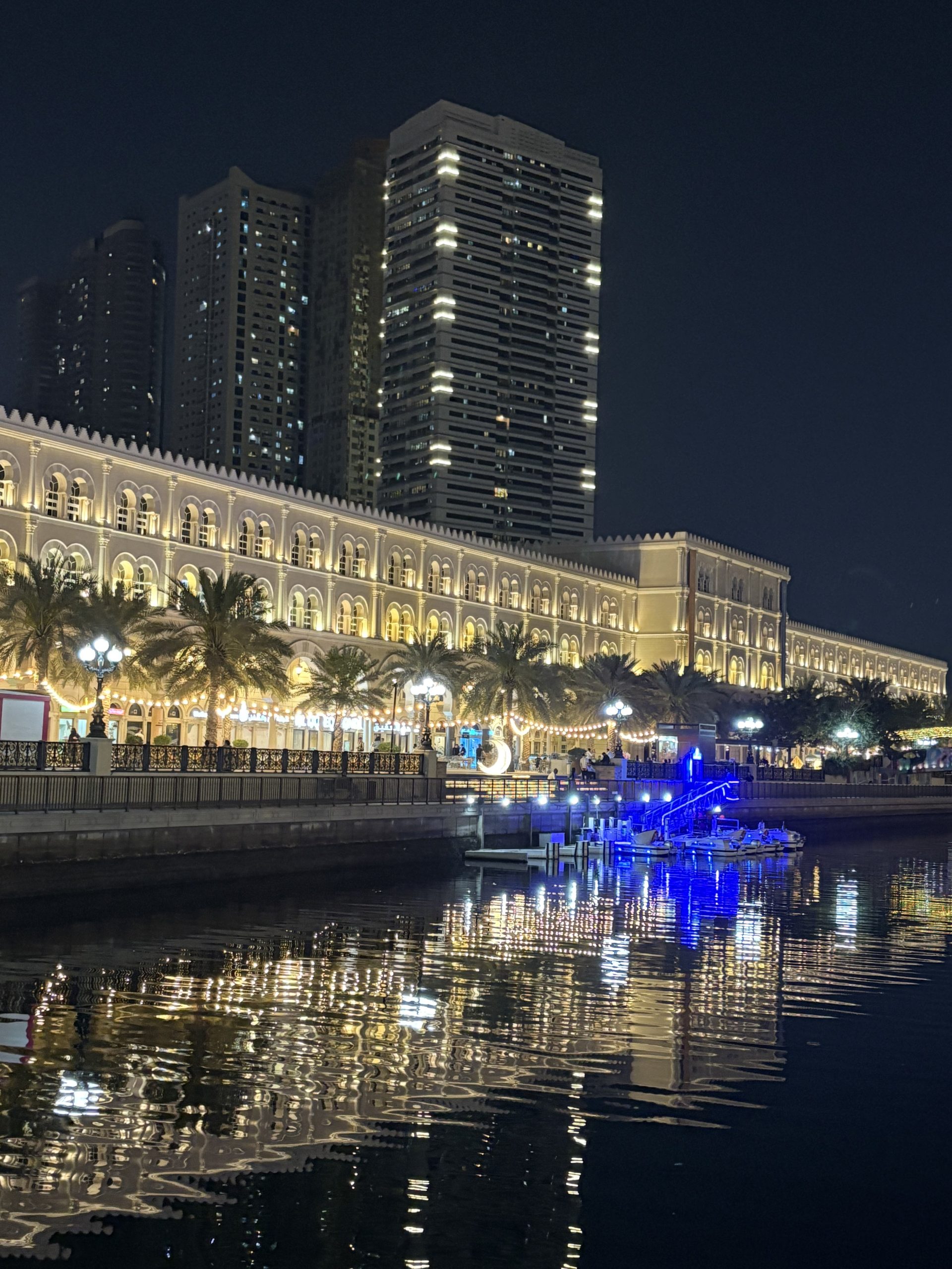 Sharjah waterfront at night, UAE