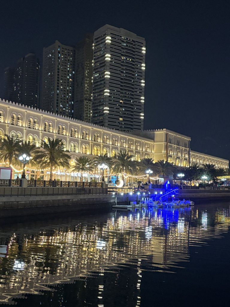 Sharjah waterfront at night, UAE
